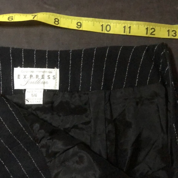 Vtg Express Tailleur 2PC Suit Blazer & matching Skirt S:5/6 Black/pinstripe - Picture 4 of 6